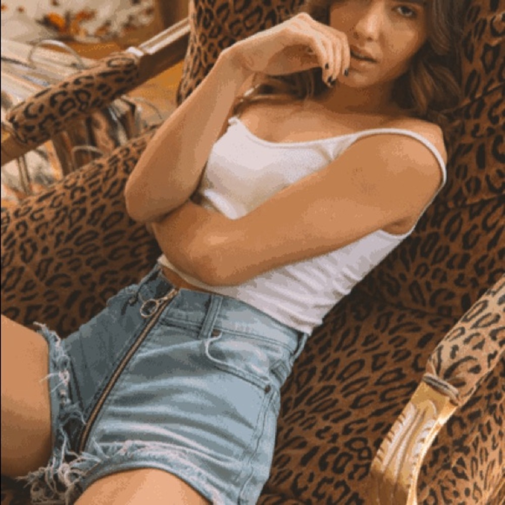 Revice mixed wash denim shorts